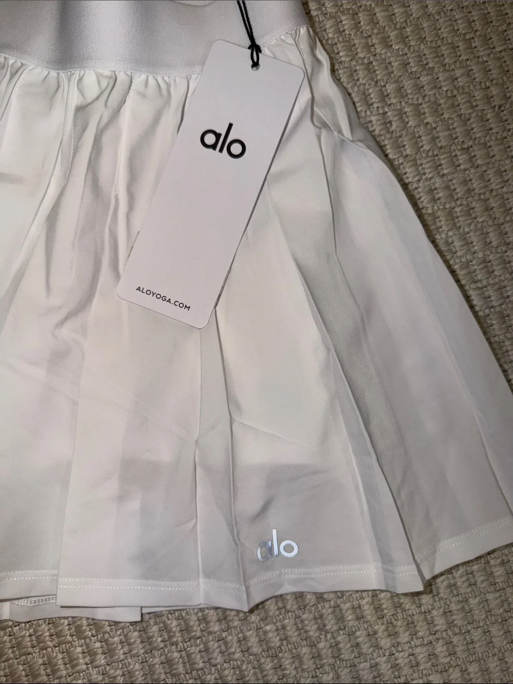 ALO Yoga White Pleated Skater Skirt